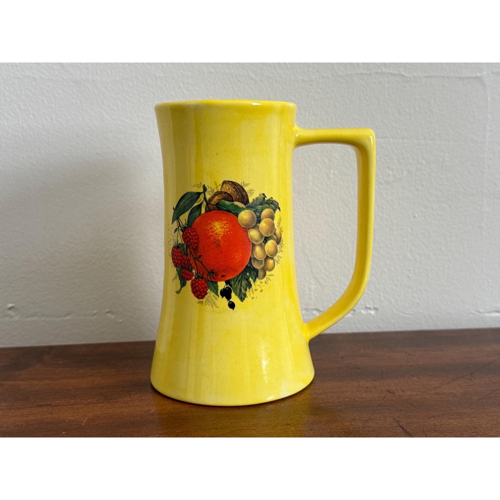 Vintage Hyalyn Pottery Fruit Motif Pitcher Yellow Pitcher Kitchen Home Decor